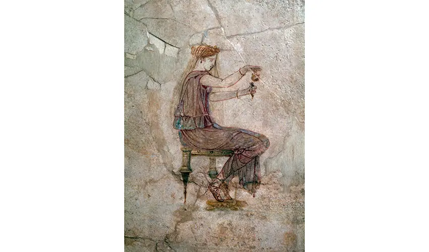 ancient fresco of a woman